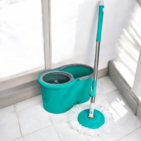 Mop Com Esfregão Giratório Microfibra E Balde 12 Litros