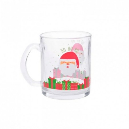 Caneca de Vidro Natalina Papai Noel Presentes 320ml