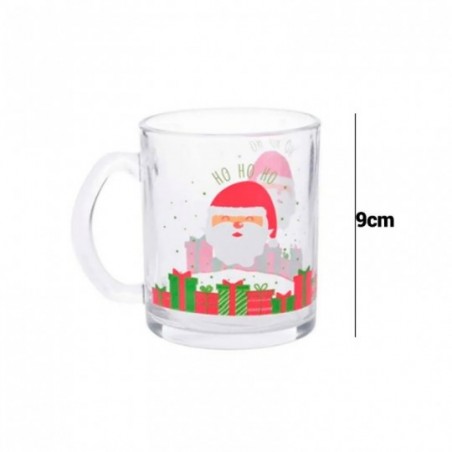 Caneca de Vidro Natalina Papai Noel Presentes 320ml