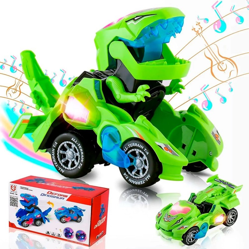 Carrinho Transforme Dinossauro Bate E Volta Com Luz E Som