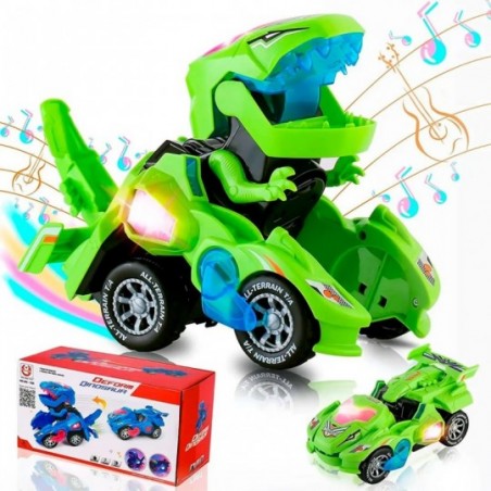 Carrinho Transforme Dinossauro Bate E Volta Com Luz E Som