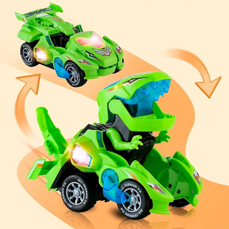 Carrinho Transforme Dinossauro Bate E Volta Com Luz E Som