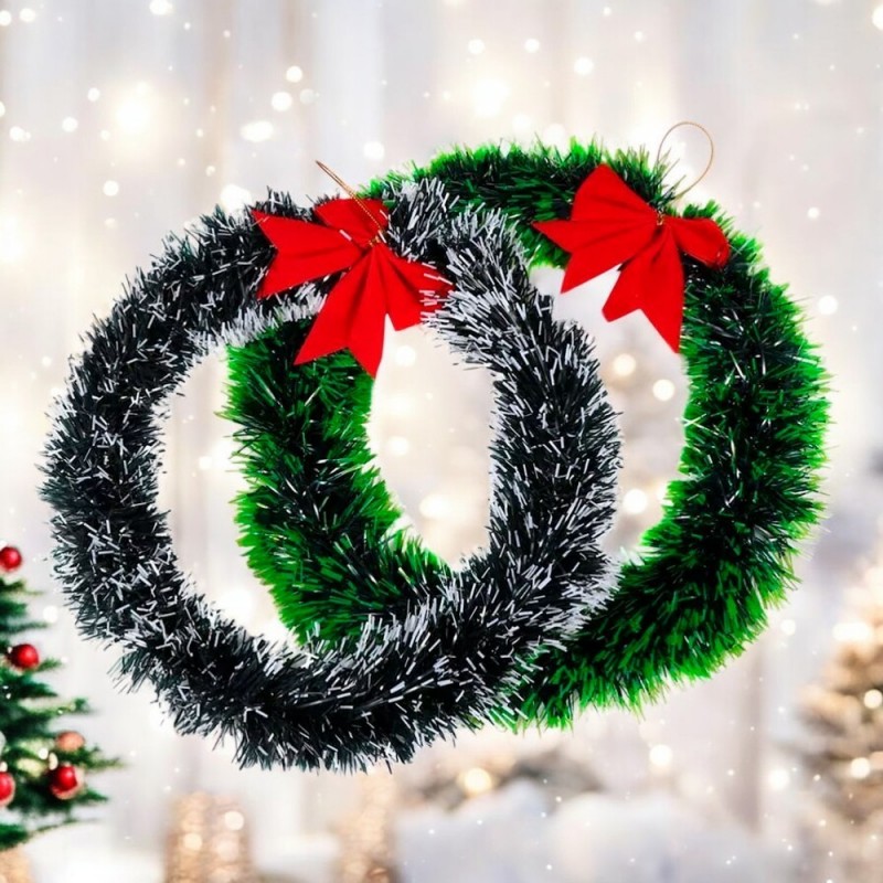Guirlanda Festão 25cm Com Laço Decoração De Natal