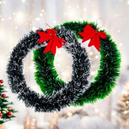 Guirlanda Festão 25cm Com Laço Decoração De Natal