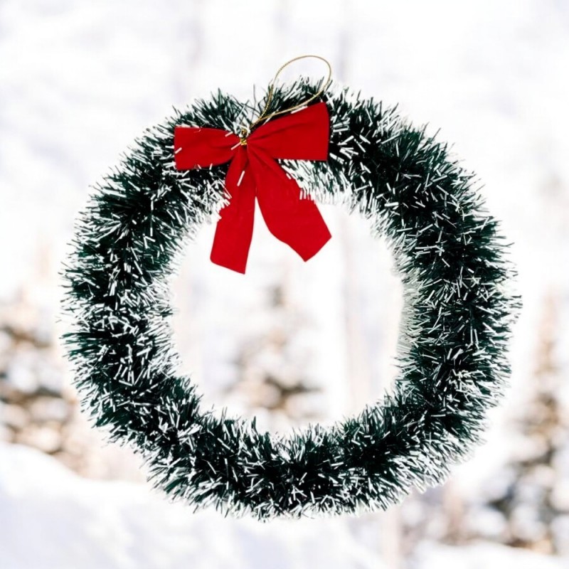 Guirlanda Festão 25cm Com Laço Decoração De Natal