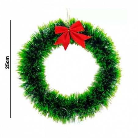Guirlanda Festão 25cm Com Laço Decoração De Natal