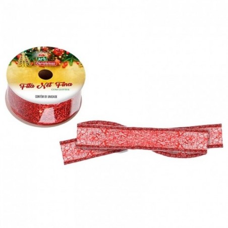 Fita Net Fina 3cm x 3m Decoração De Natalina