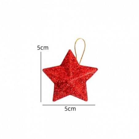 Kit 6 Estrelas Com Glitter 5cm Enfeite Para Arvore De Natal