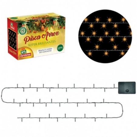 Pisca Pisca Arroz 100 Lâmpadas 127v Branco Quente 4,1m