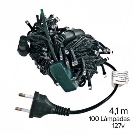 Pisca Pisca Arroz 100 Lâmpadas 127v Branco Quente 4,1m