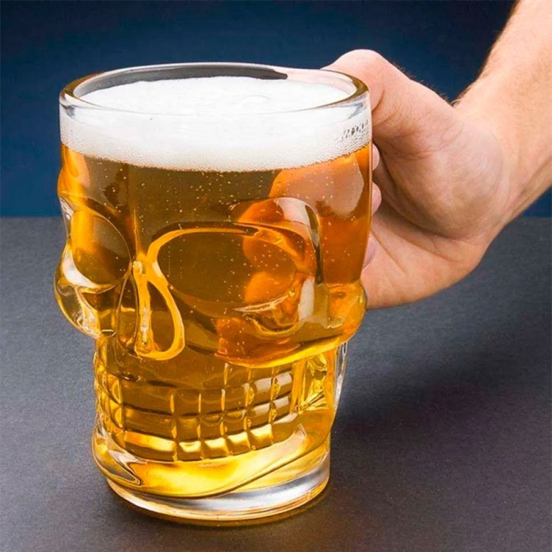 Caneca De Vidro 400ml Para Chopp Caveira 2 Peças