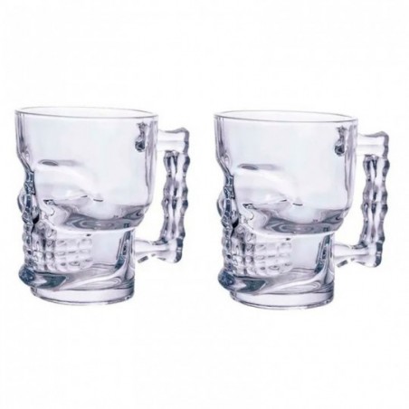 Caneca De Vidro 400ml Para Chopp Caveira 2 Peças