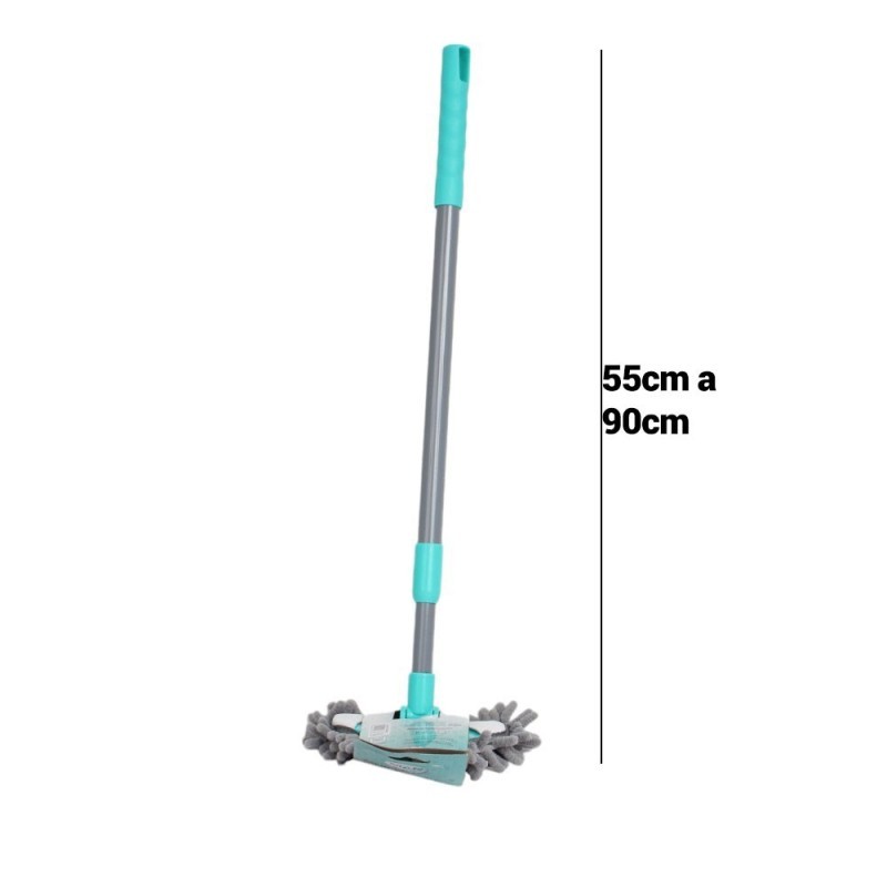 Esfregão Mop Triangular Chenile Retrátil Cabo 90cm