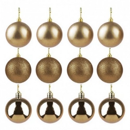 Kit 12 Bolas De Natal Lisa Fosca Glitter 5cm Champanhe