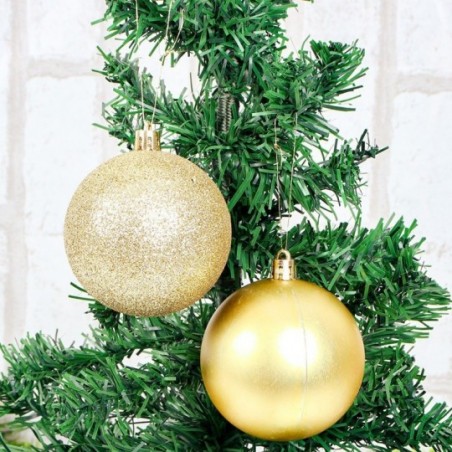 Kit 6 Bolas De Natal Dourado 7cm Mista Enfeite De Arvore