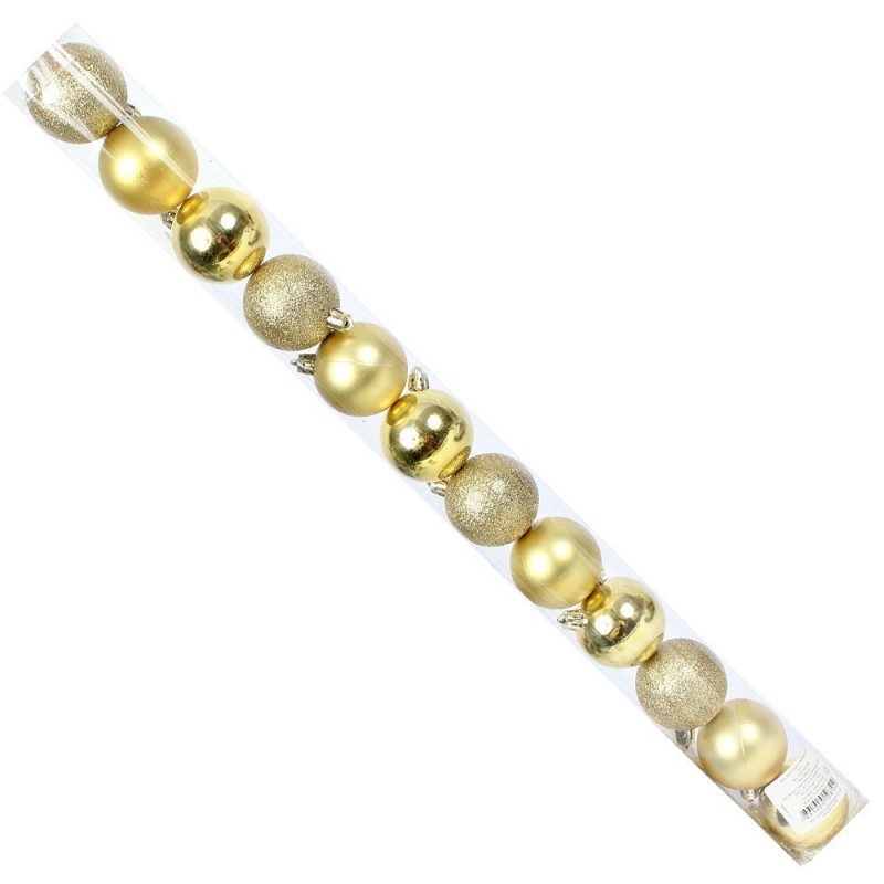 Kit 12 Bolas De Natal Lisa Fosca Glitter 5cm Dourado