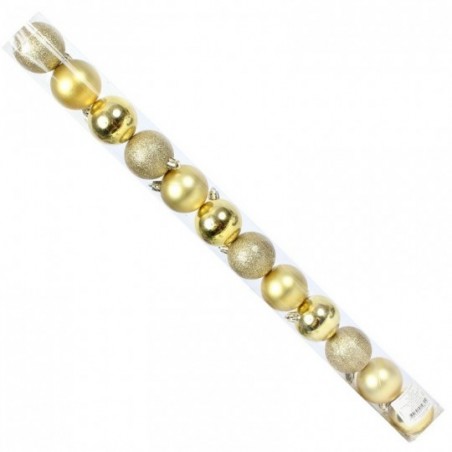Kit 12 Bolas De Natal Lisa Fosca Glitter 5cm Dourado