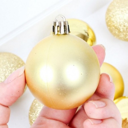 Kit 12 Bolas De Natal Lisa Fosca Glitter 5cm Dourado