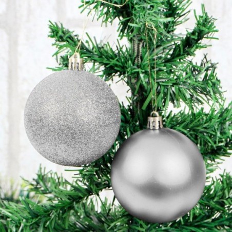 Kit 6 Bolas De Natal Prata 7cm Mista Enfeite De Arvore