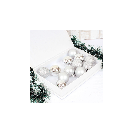 Kit 12 Bolas De Natal Lisa Fosca Glitter 5cm Prata
