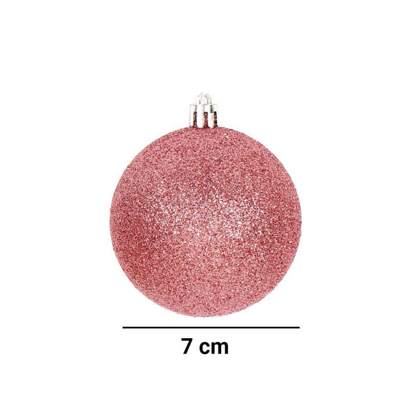 Kit 6 Bolas De Natal Vermelho 7cm Mista Enfeite De Arvore