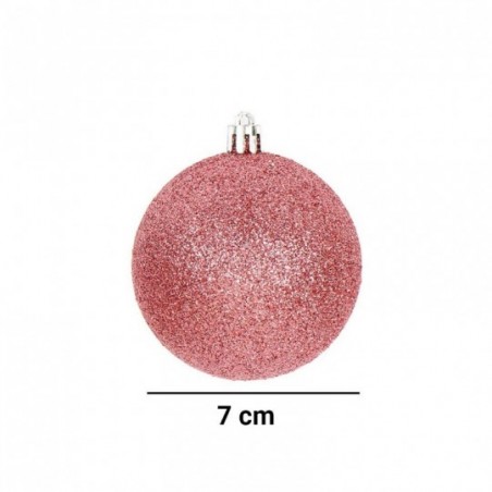 Kit 6 Bolas De Natal Vermelho 7cm Mista Enfeite De Arvore