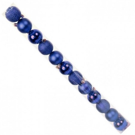 Kit 12 Bolas De Natal Lisa Fosca Glitter 5cm Azul