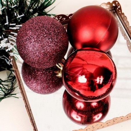 Kit 15 Bolas De Natal Lisa Fosca Glitter Vermelho 4 Cm