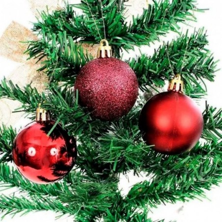 Kit 15 Bolas De Natal Lisa Fosca Glitter Vermelho 4 Cm