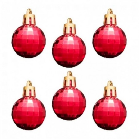 Kit 15 Bolas De Natal Enfeite Facetada 3cm Vermelho