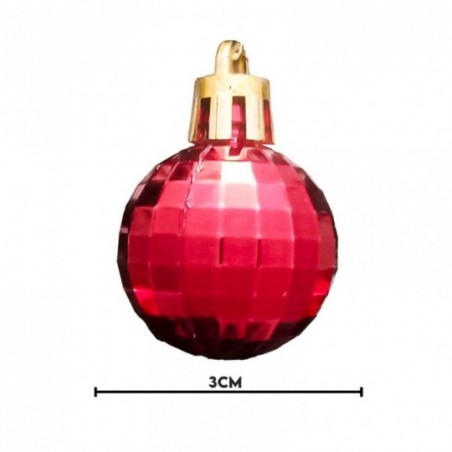 Kit 15 Bolas De Natal Enfeite Facetada 3cm Vermelho