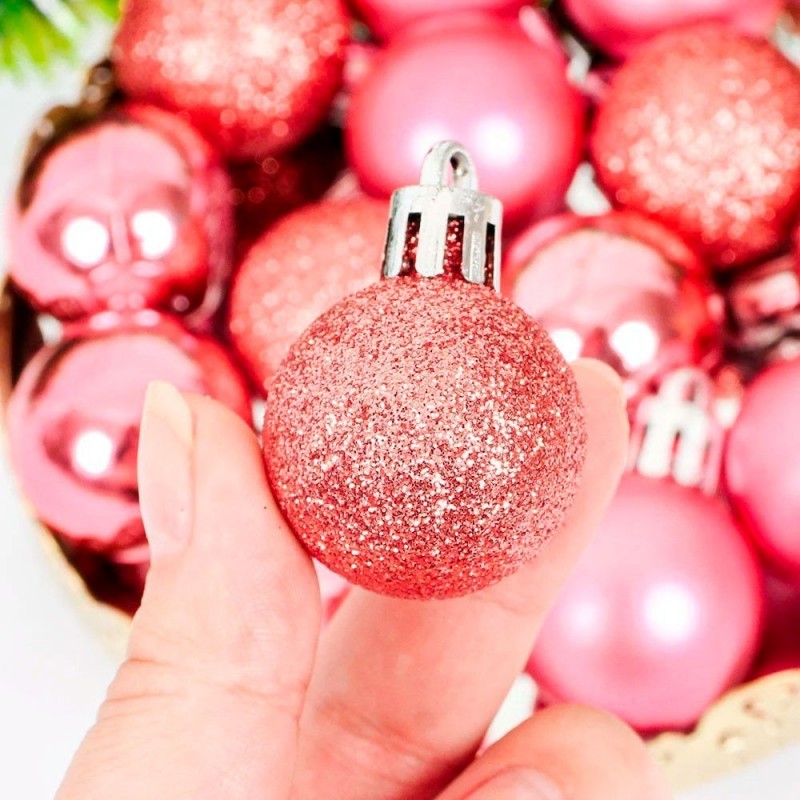 Kit 15 Bolas De Natal Decorativa Enfeite 3cm Rosê