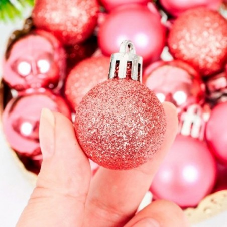 Kit 15 Bolas De Natal Decorativa Enfeite 3cm Rosê