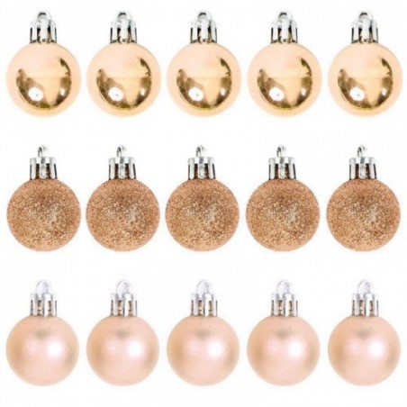 Kit 15 Bolas De Natal Decorativa Enfeite 3cm Champanhe