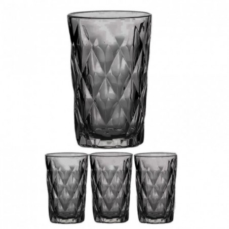 Conjunto Jogo De 4 Copos De Vidro Diamond Preto 370ml