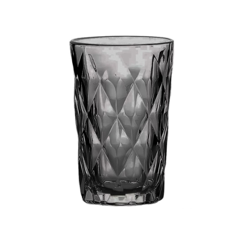 Conjunto Jogo De 4 Copos De Vidro Diamond Preto 370ml