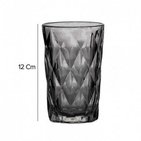 Conjunto Jogo De 4 Copos De Vidro Diamond Preto 370ml