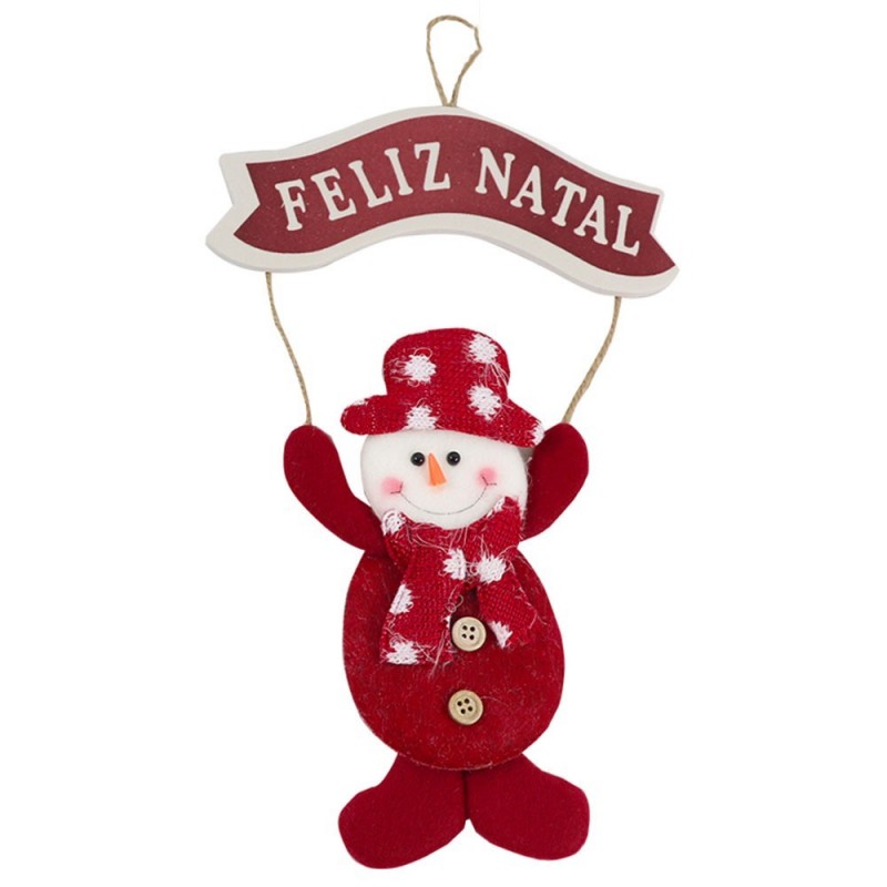 Guirlanda Papai Noel E Boneco De Neve Com Placa 19cm x 27cm