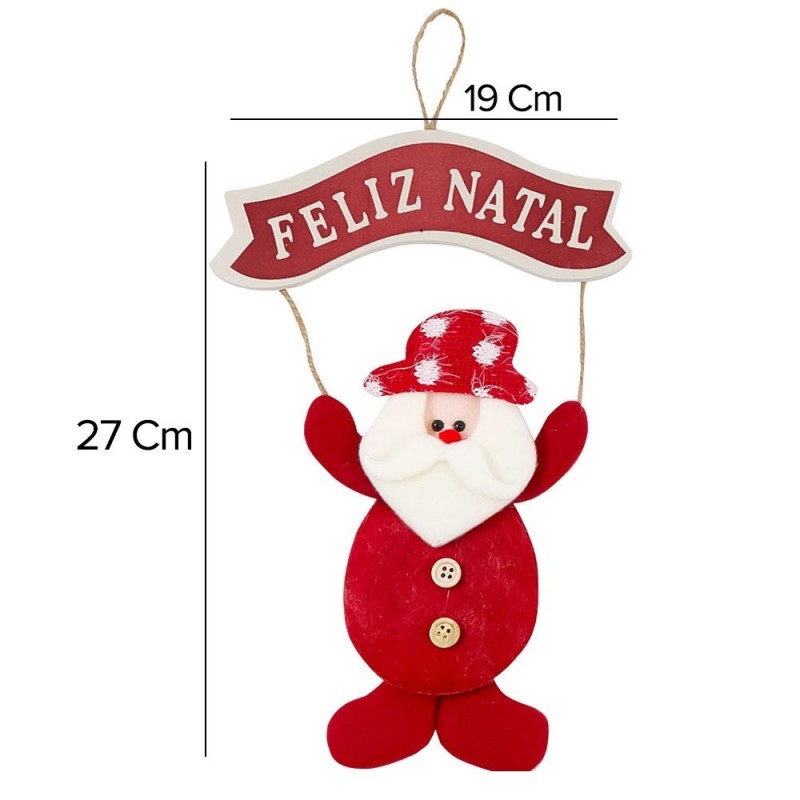 Guirlanda Papai Noel E Boneco De Neve Com Placa 19cm x 27cm