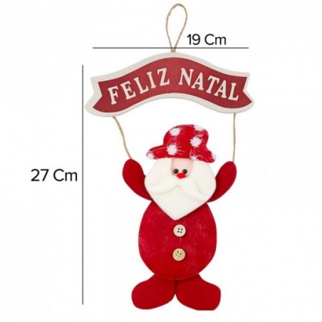 Guirlanda Papai Noel E Boneco De Neve Com Placa 19cm x 27cm