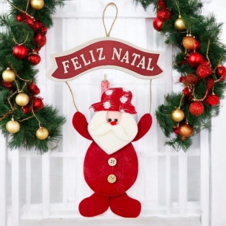 Guirlanda Papai Noel E Boneco De Neve Com Placa 19cm x 27cm