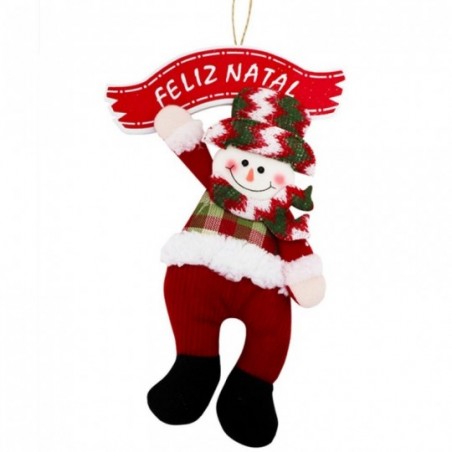 Guirlanda Feliz Natal Papai Noel E Boneco De Neve 18cm x 30cm
