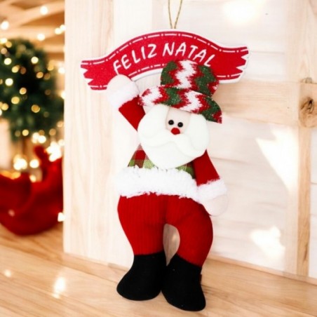 Guirlanda Feliz Natal Papai Noel E Boneco De Neve 18cm x 30cm