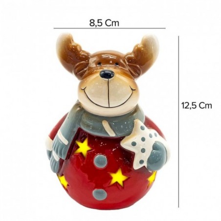Enfeite Natalino De Cerâmica Boneco Com Led 8,5cm x 12,5
