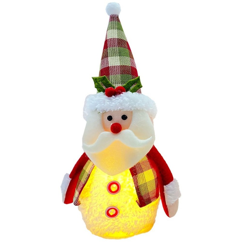 Enfeite Papai Noel E Boneco De Neve Xadrez Com Led 12cm x 25cm
