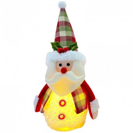 Enfeite Papai Noel E Boneco De Neve Xadrez Com Led 12cm x 25cm