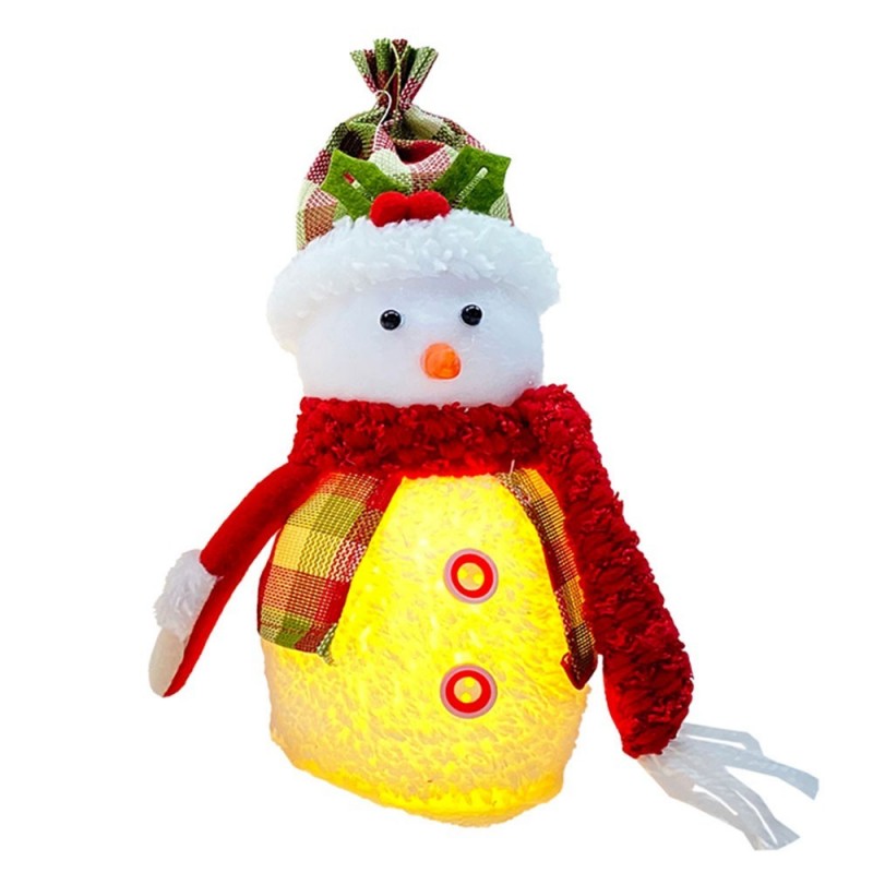 Enfeite Papai Noel E Boneco De Neve Xadrez Com Led 12cm x 25cm