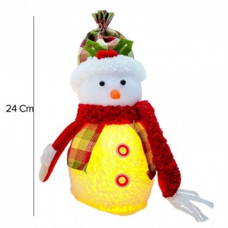 Enfeite Papai Noel E Boneco De Neve Xadrez Com Led 12cm x 25cm