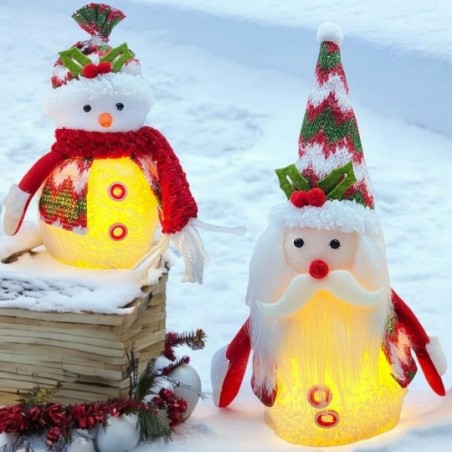 Enfeite Papai Noel E Boneco De Neve 12cm x 25cm Com Led