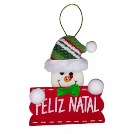 Enfeite Pendente Papai Noel Feliz Natal 10cm x 12cm
